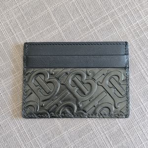 NEW Burberry leather mini wallet card holder black embossed Monogram